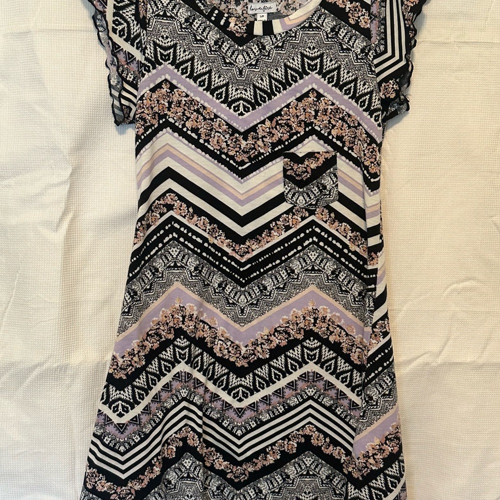Chevron Patterned Dress with Pocket